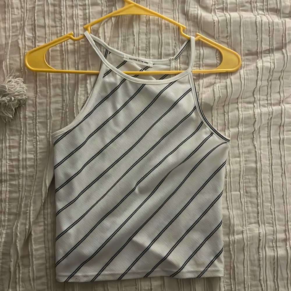 halter b&w striped tank top